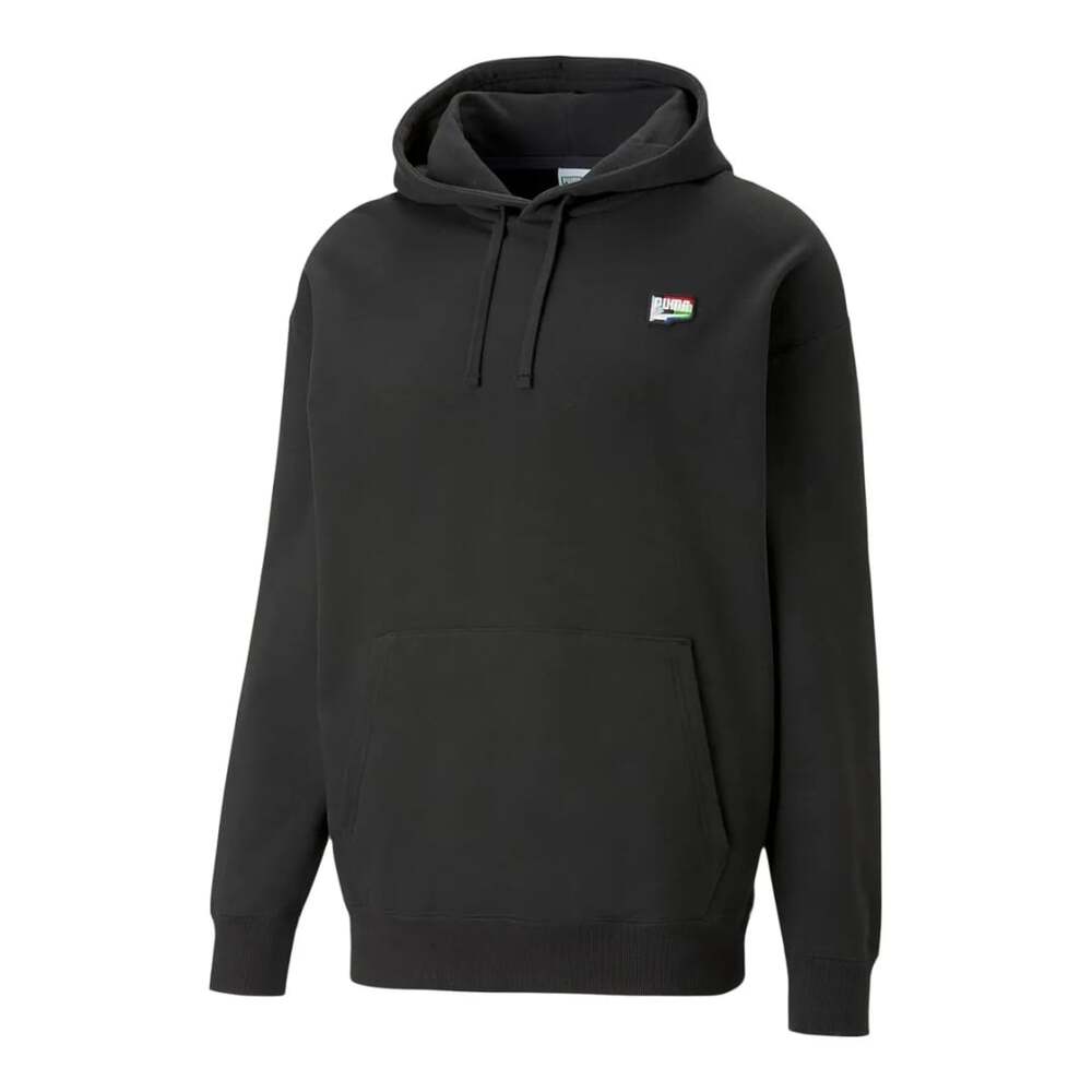 PUMA Mens Graphic Hoodie Size S Black Rainbow Pride Back Graphic Sweatshirt